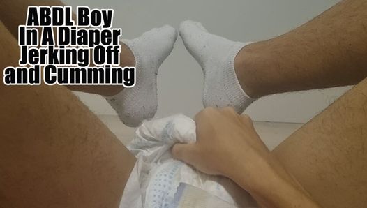 ABDL Boy In A Diaper Jerking Off and Cumming