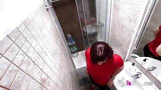 Dirty Spanish cleaning lady Lucia Bianco tries her luck at making porn!!