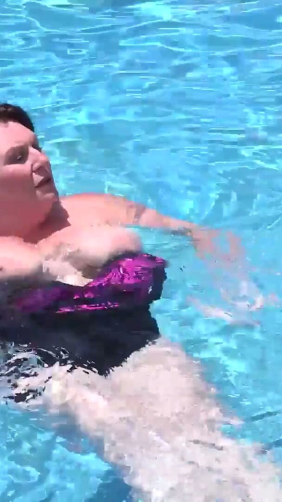 Busty Redhead MILF JoJo Robinson Goes Skinny Dipping in the Pool | Clip 1