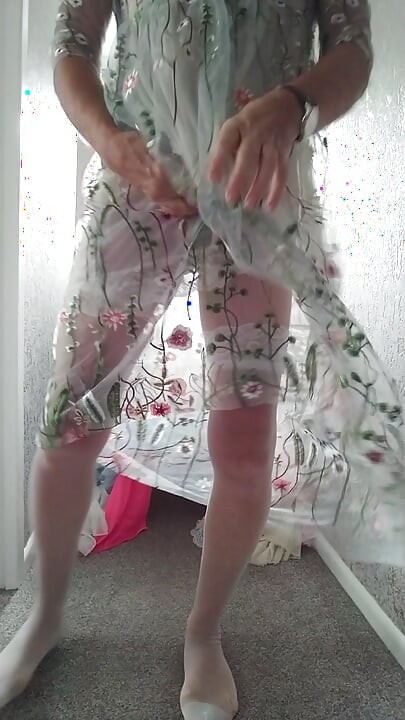 Trying on my transparent lingerie