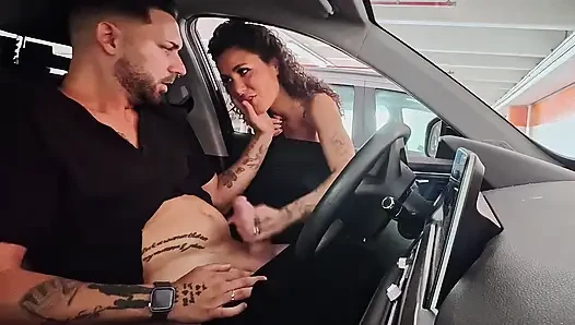 Handjob to Stranger and Deep Blowjob at His Home with Deepthroat