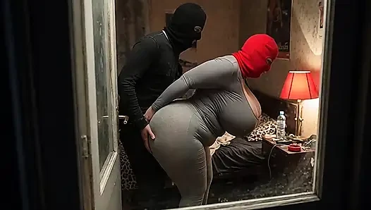 Big Tits Girl in Grey Outfit Gets Pressed from Behind by Boyfriend