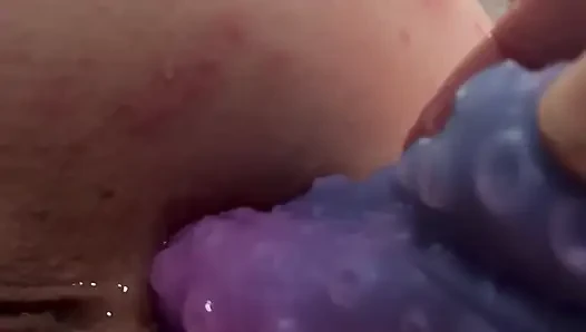 Riding her new dildo