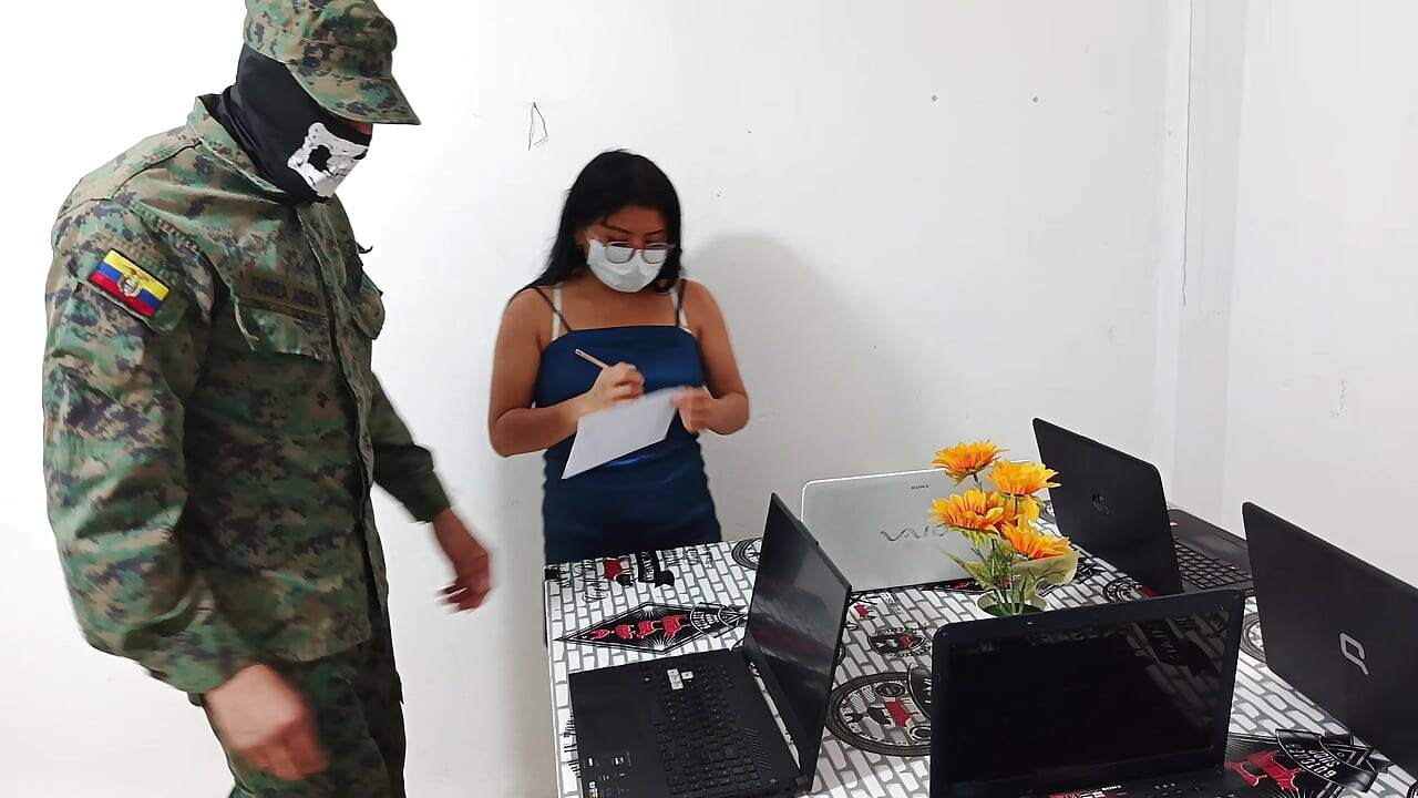 The soldier visits a computer store and fucks the employee.