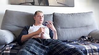 Step Sister Came Home Early And Caught Step Brother Jerking Off and Handjob Him While Watching Porn!