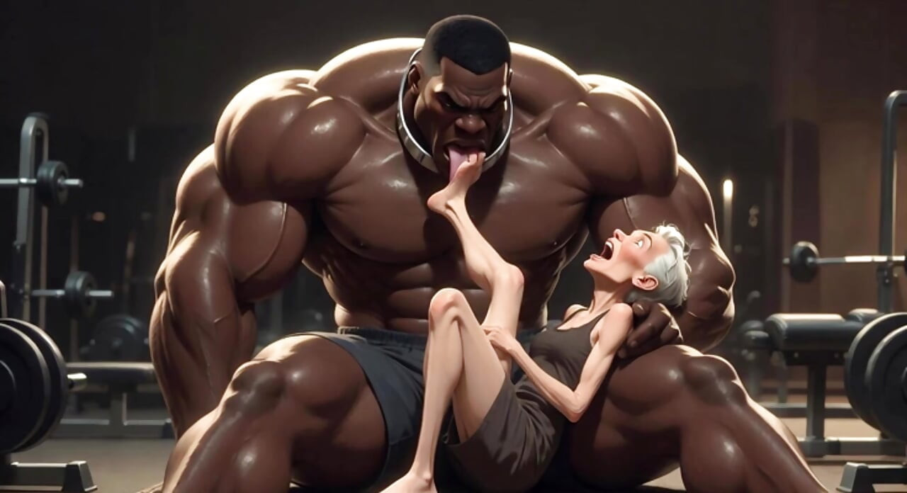Granny Moaning in Pleasure - Strong Black Man Sucking Her Feet