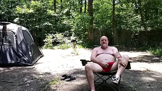 Caught!! Bear in the Woods Jerking off When a Stranger Approaches!!