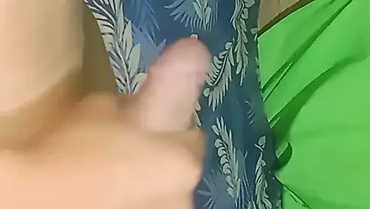 Horny teen boy jerking off before sleep