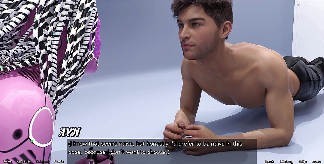 Gestrand in de ruimte - sexy yoga met Ai Robot