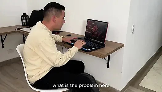 I catch the computer technician masturbating to my videos and he ends up fucking my big Latin ass - Devil Khloe