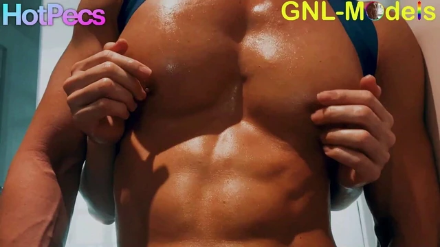 Hot Asian guy big pecs nipple played hunk asian fit muscles