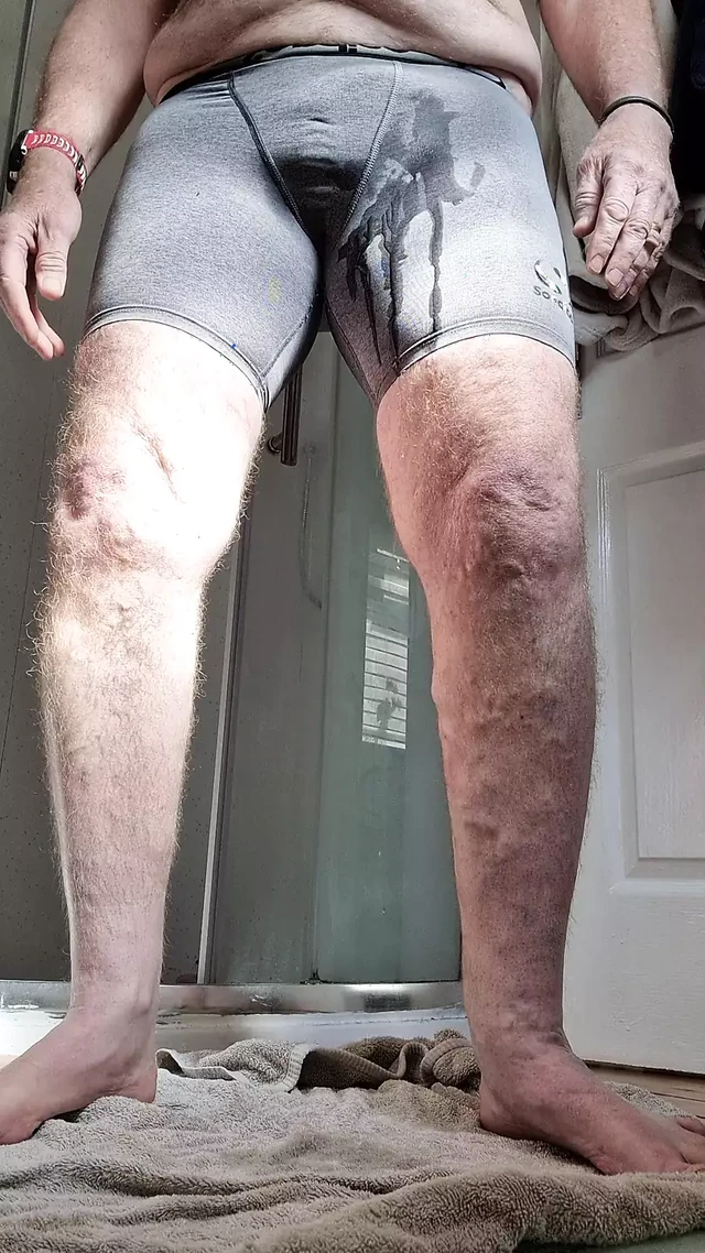 Just had to wet my grey compression shorts