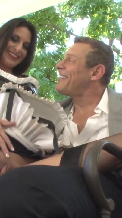 Jaw-dropping moment from "Buff stud gets his huge cock sucked by his stunning maid then fucks outside"
