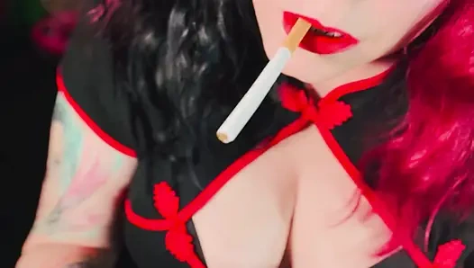 Miss Tina Snua Would Love To Smoke With You - Smoking A Cork cigarette With Match Light Up