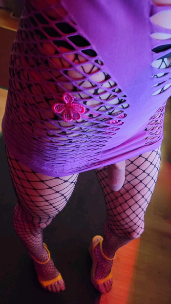 Pink Butterfly Thong💓Dress, Purple Dress, Yellow High Heels, Fishnet Stockings [¹⁵sept²⁵] VaneSsaBiTCHx