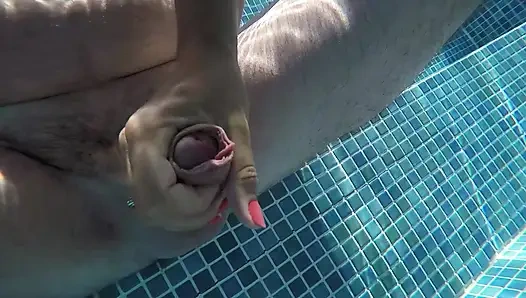 Hot MILF with Buttplug in the Pool, Fucked, Big Cumshot