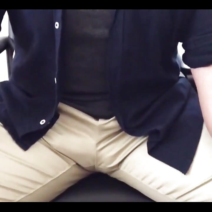Edging - No Cum - Day 2. as You Can See, My Precum Is Increasing as I Move My Cock Through My Pants