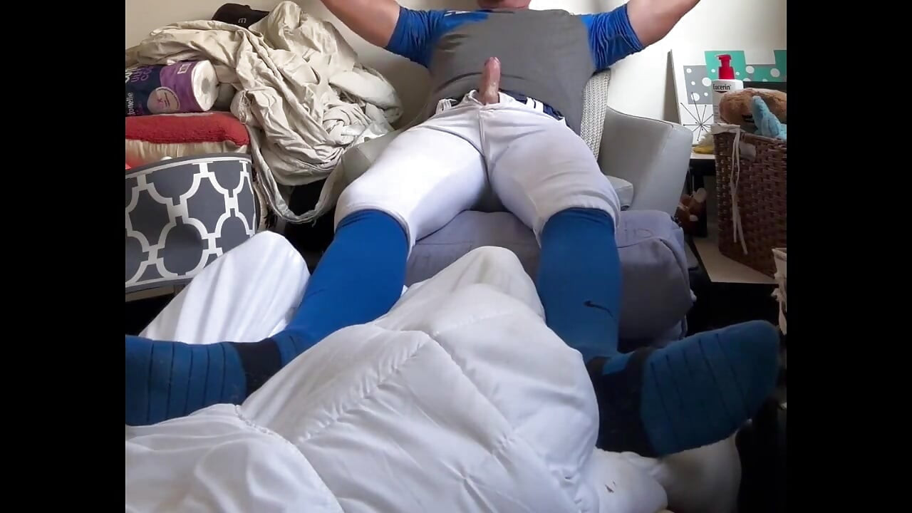 Alpha Baseball Player Jockdad87 Shoots a His Jock Cum in His Blue Gear
