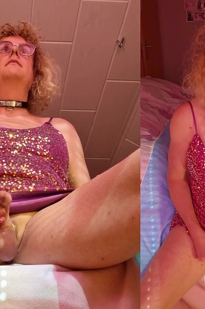 Tslillysophie Plays with Her Hard Girlsdick and Big Tits on Her Bed and Cums with Her Masturbator