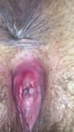 Mature Amateur Hairy Pussy extreme close up inside cream pie