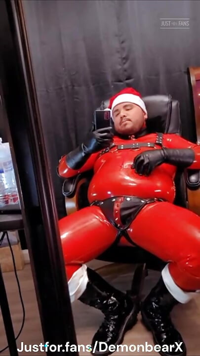 Chubby Santa Red Rubber Latex Leather Boots