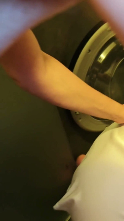 My Stepbrother Fucks Me While My Head Is Inside the Washing Machine and Covers My Tits in His Cum.