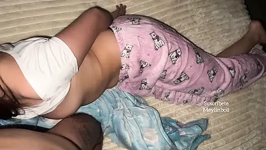 Mexican woman in pajamas fucks stepbrother instead of boyfriend
