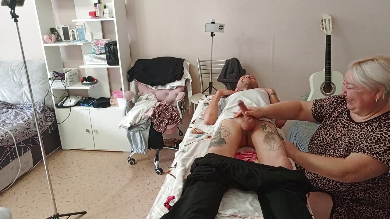 Stepmom Sucks and Jerks off My Dick on the Massage Table and Swallows Cum