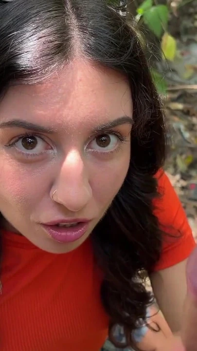 Public Blowjob in the Bushes with Stranger and Crazy Cumwalk Covered in Cum | Clip 1