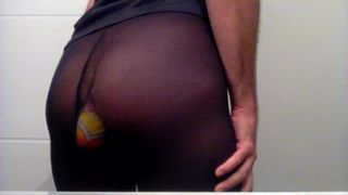 big toy in ass hole in pantyhose