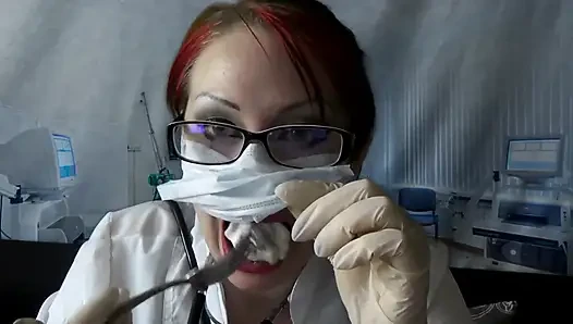 Doctor eating in medical mask and gloves