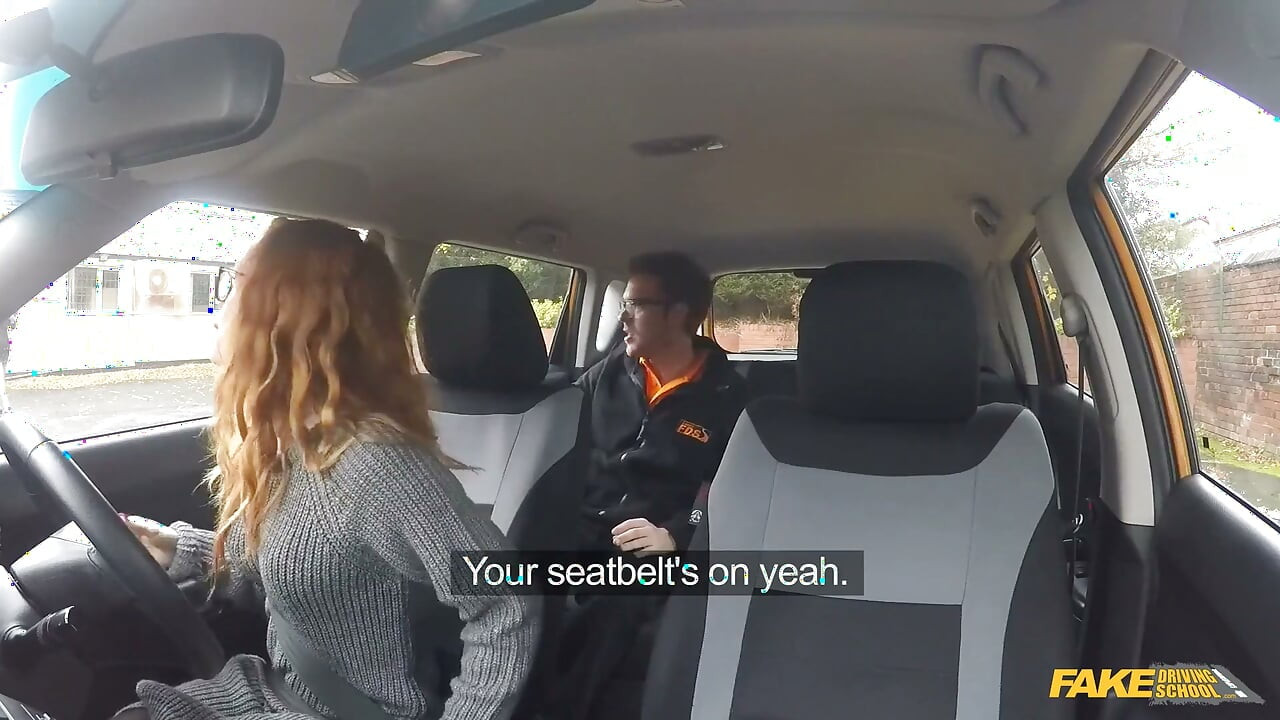 Fake Driving School - Gorgeous Redhead Ella Hughes Begs Examiner for a Chance in Hardcore Sex Video