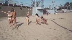 amazing girls playing beach volley