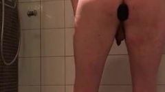 Deepthroating a dildo and buttplug pops out