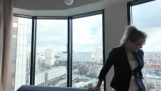 Blonde Property Agent Gets Creampied by Client to Seal the Deal