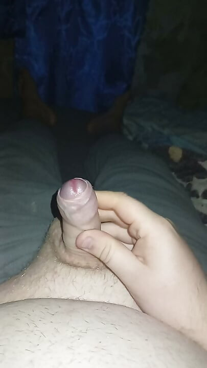 Fat gay jerking uncut cock but no cum