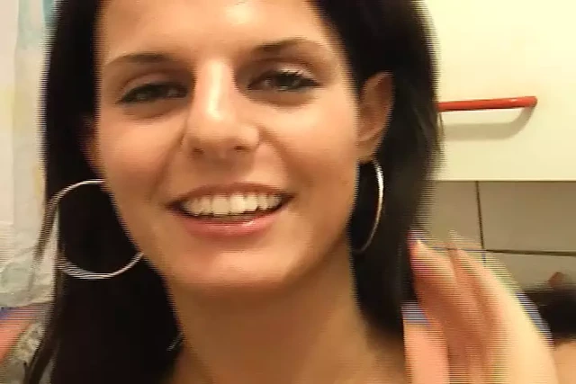 Hot German beauty getting her round ass sprayed with cum in the kitchen