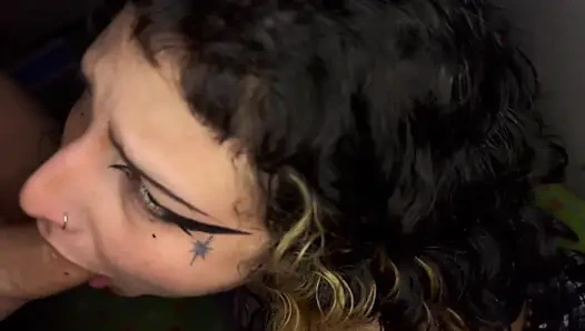 Beautiful Colombian goth woman gets her stepbrother's milk