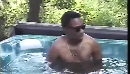 Sexy red hair black and white pussy licking pussy fucking in the jacuzzi