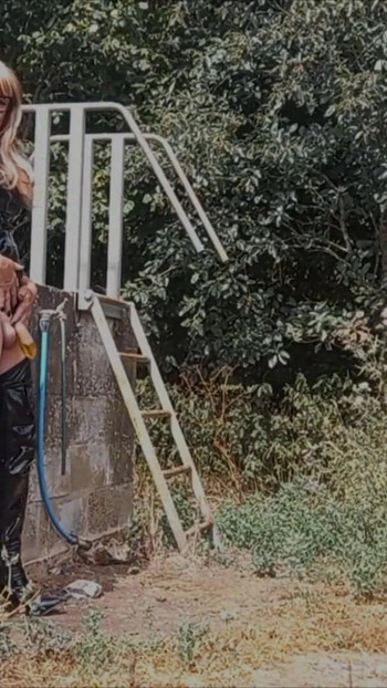 Must-see moment from "Crossdresser Wanking Outdoors, Squirting Milk, Pissing"