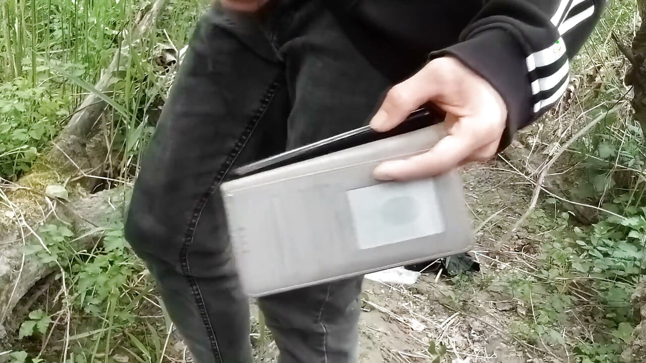 This Gay Twink Sticks His Cock Through His Fly to Jerk off Outside