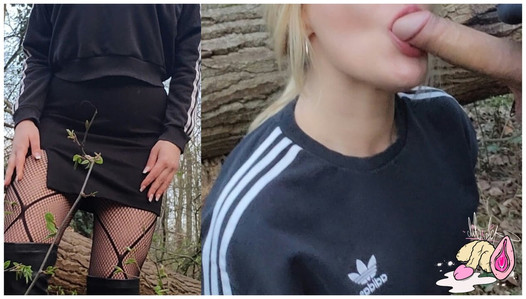 OUTDOOR Traf einen Fremden Im Wald und nach einem Blowjob lasse ich Ihn mich mit dem Rock hoch ficken