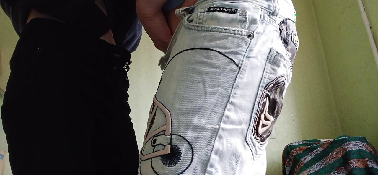 Two girlfriends masturbate and cum in jeans