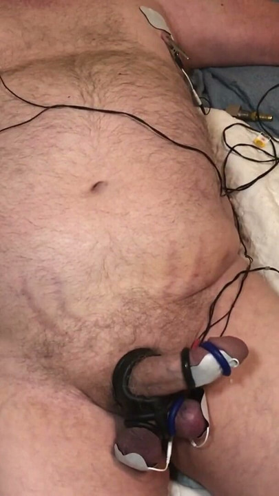 Estim with steel nipple clamps and tightly bound dick and balls. HFO | Clip 2