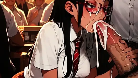 Siswi eksotis yang cantik nyepong kontol di depan umum untuk pertama kali di mosh pit