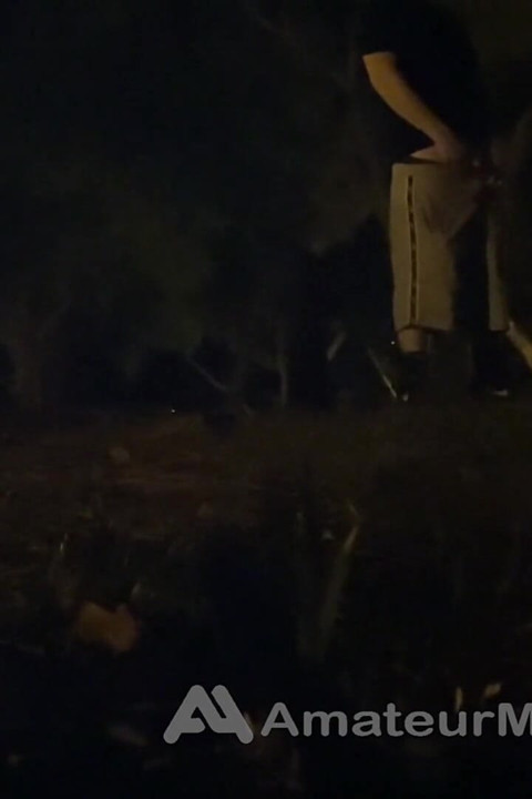 Amateur Straight Boy Caught Pissing in a Park, at Night