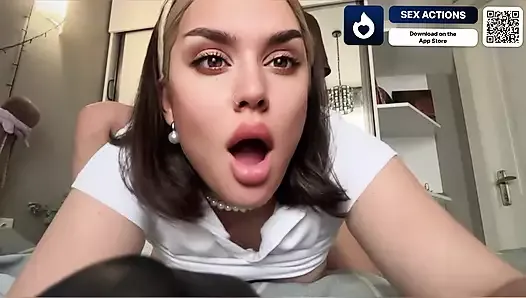 Sexy student plays the role of a horny maid using a dating app