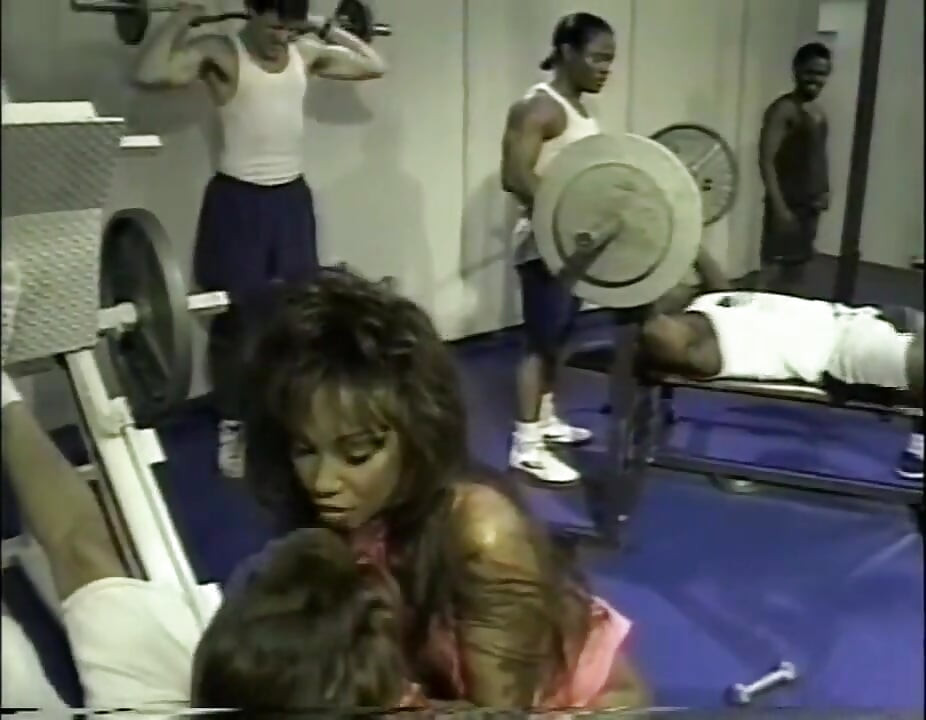 Fantastic Black MILF Fucked in Gym and Cummed on Tits by Many Monster Cocks