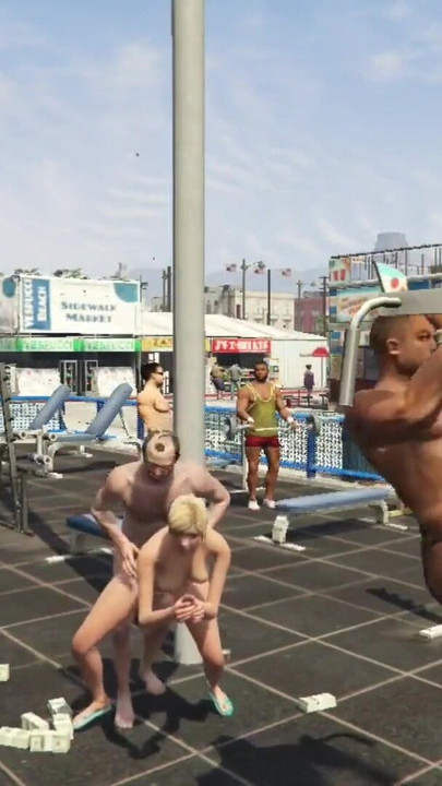 Iconic moment from "Tracey have sex with her Sugar daddy Trevor in outdoor beach gym"