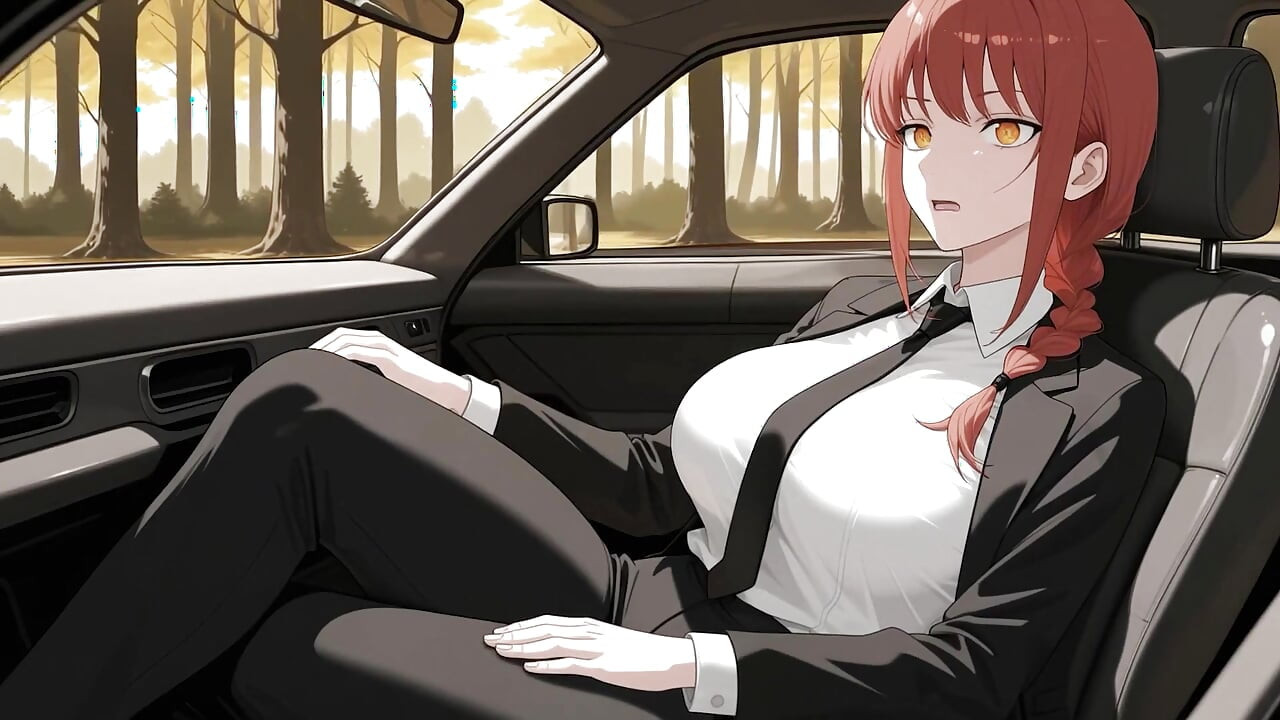 Makima fode no carro a caminho do trabalho! Homem de motosserra sem censura hentai gerado por ia